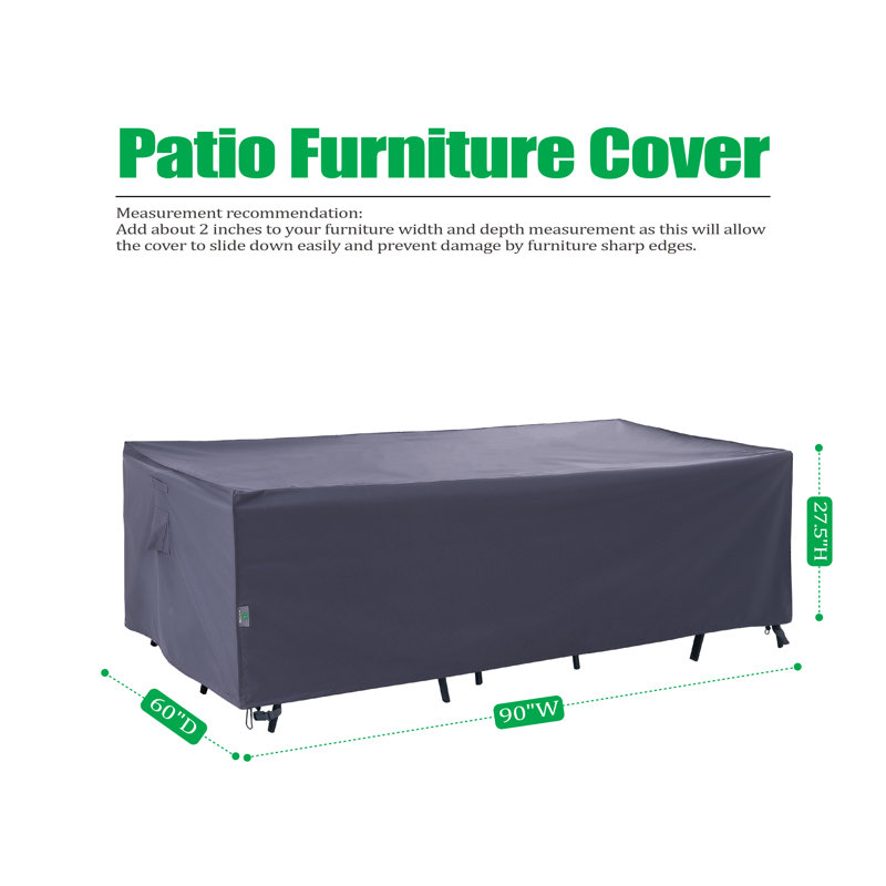 Premium Waterproof Outdoor Patio Rectangular Table Cover: Latest Rip-Stop Fabric, 3-Year Warranty, 27.5" H x 90" W x 60" D