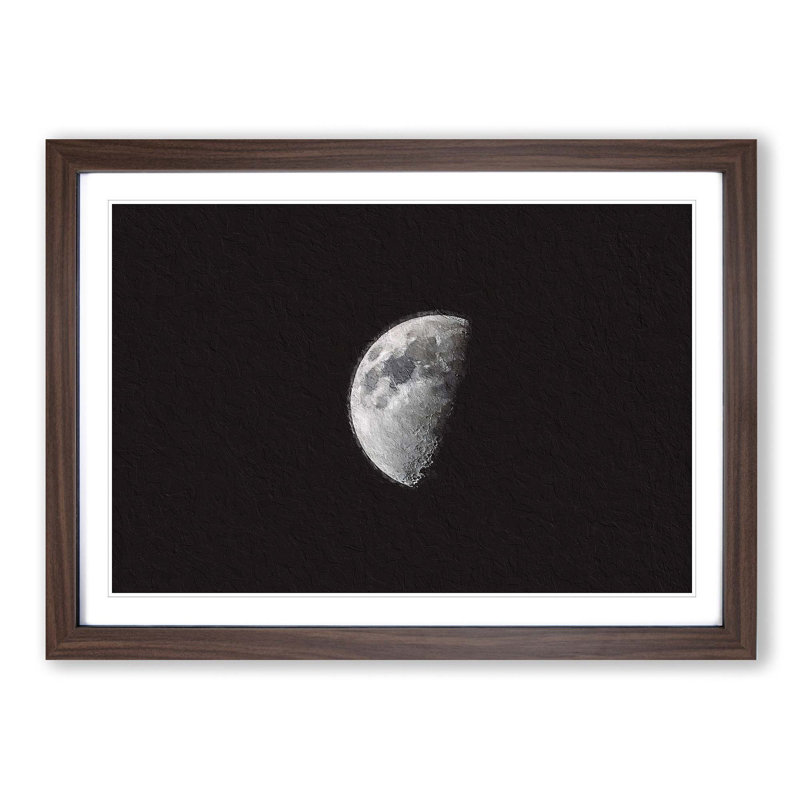 Half Moon - Picture Frame Photograph Print, 36cm H x 48cm W x 2cm D, Walnut Framed