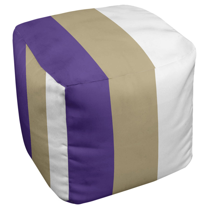 Repose-pieds cube la ours college stripes, Mauve / doré / blanc