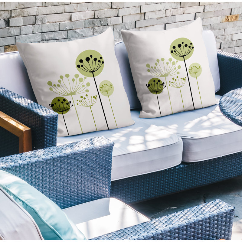 Housse et insert de coussin décoratif intérieur / extérieur en mélange de polyester, L 15 po x H 15 po, Chartreuse