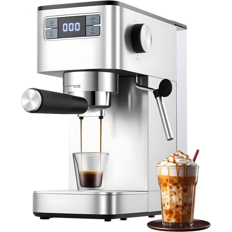 Espresso Machine, 15Bar Barista Pump Espresso Coffee Maker with Milk Frother for Lattes and Cappuccino, 1.4L Water Tank, One-Touch Operation, LED Display, Compact for Home and Office Use