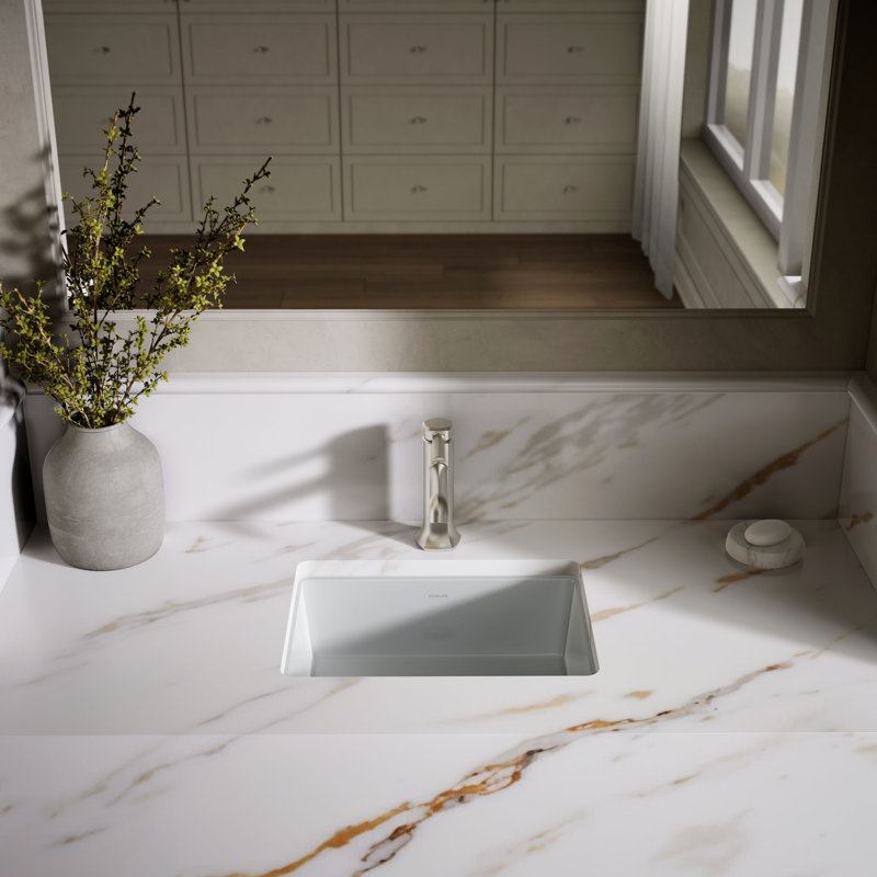Under-Mount Bathroom Sink, Ice Gray