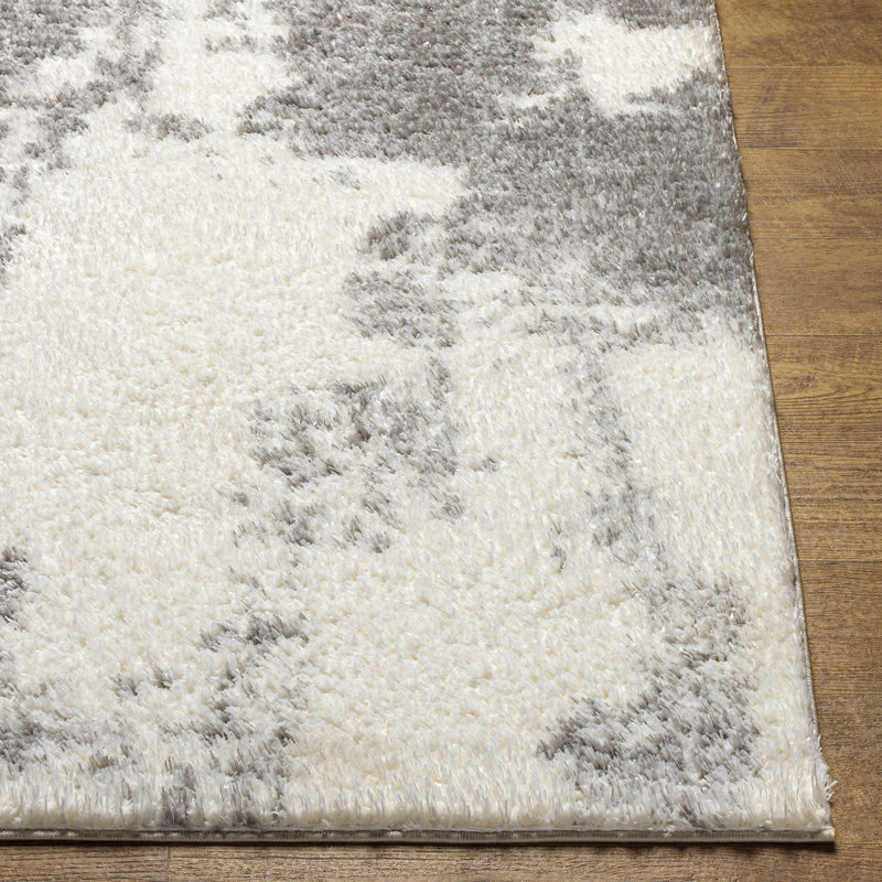 Tapis abstrait gris en polyester Parmelee, Rectangle 7 pi 10 po x 10 pi