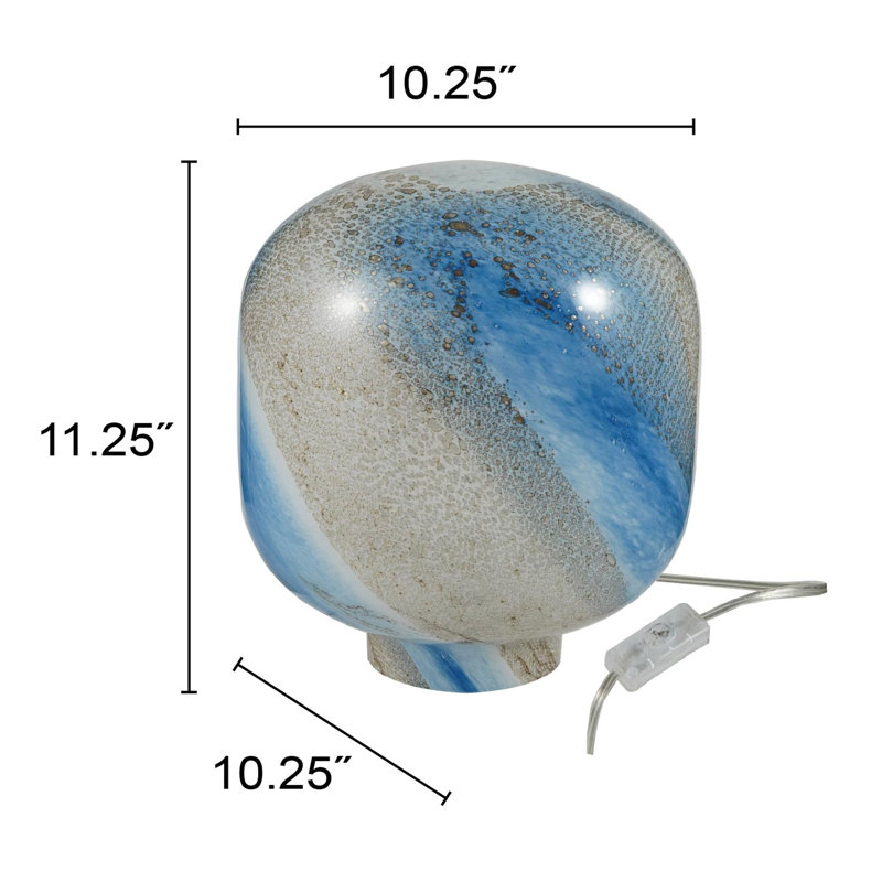 Glass Table Lamp with Metal Accents