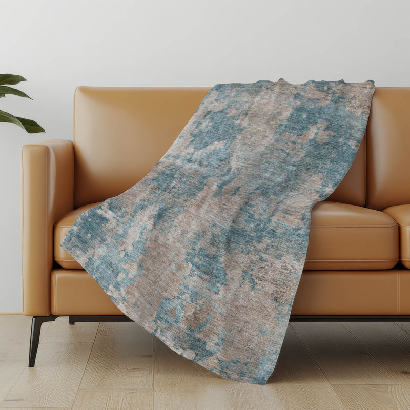 Jeté Art déco en sherpa Addison, Bleu sarcelle abstrait 2