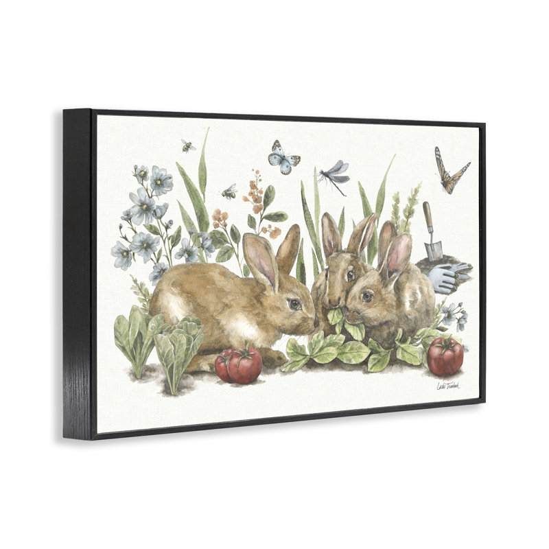 «Garden Patch Scene», estampe numérique encadrée par Leslie Trimbach, Giclée encadrée noir minuit, H 12 po x l 18 po