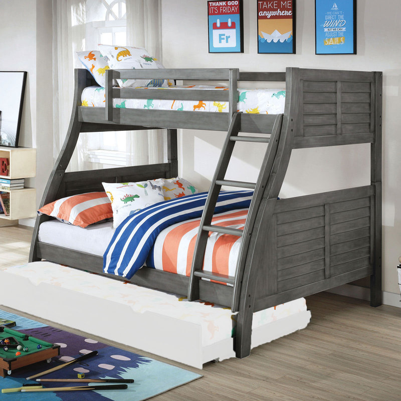 Lit simple au dessus d'un lit double Arrey, gris