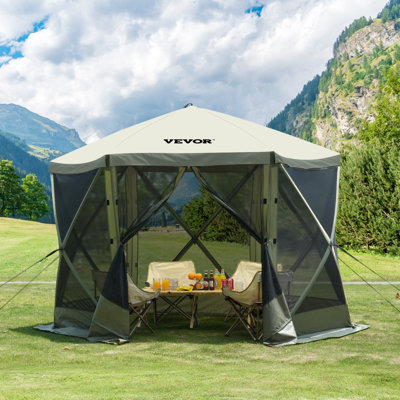 Pop Up Gazebo Tent, Pop-Up Screen Tent 6 Sided Canopy Sun Shelter with 6 Removable Privacy Wind Cloths & Mesh Windows, 11.5x11.5FT Quick Set Screen Tent with Mosquito Netting