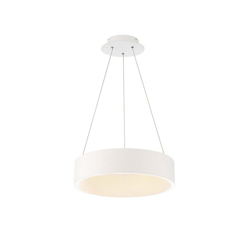 Luminaire suspendu cylindrique à 1 lumière DEL Romain, H 4 po x l 18 po x P 18 po, Blanc