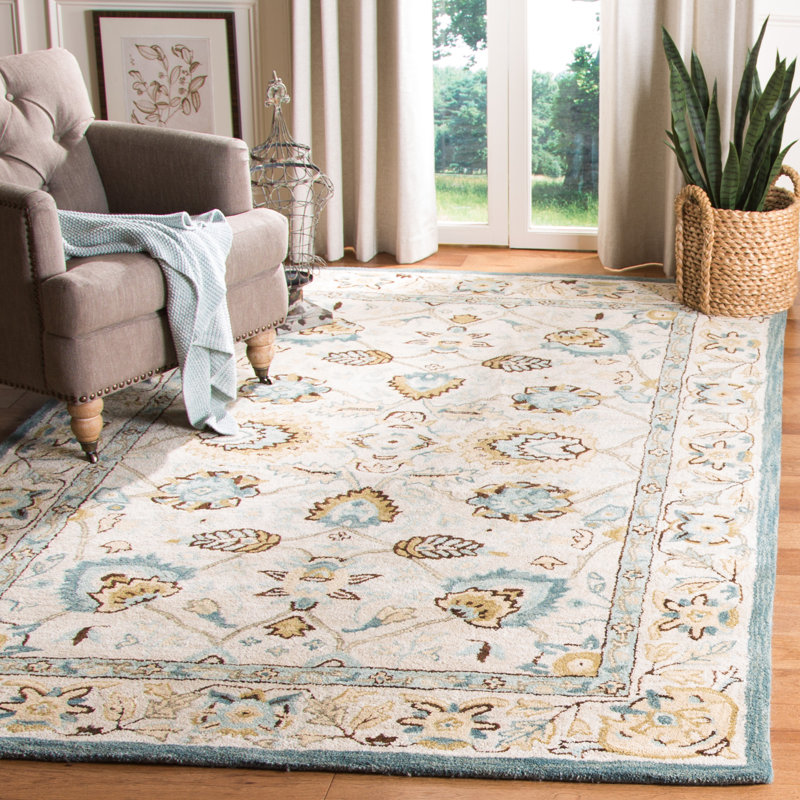 Tapis oriental en laine touffeté à la main Wangi, Rectangle 6 pi x 9 pi