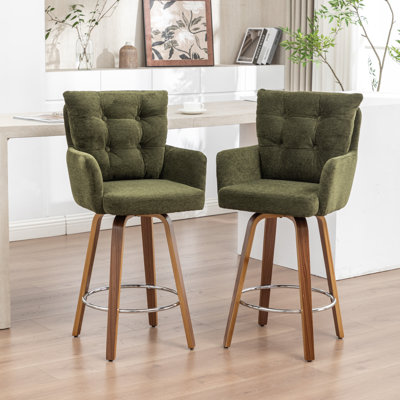 Swivel Yes Bar Stool with Solid Wood Frame