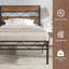 Ensemble de chambre à coucher industriel, lit plateforme en métal et 2 tables de chevet, aucun sommier requis, assemblage facile-2023266003-2023266013
