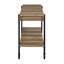Rectangular Industrial Desk With Natural Tone Finish And Open Bottom Shelf For Office Transitional Table Replicated Wheel Legs In
