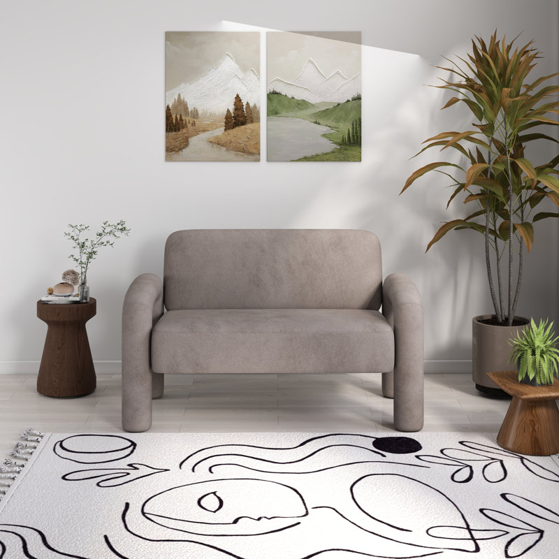 Causeuse en velours 2 places Iryanna, Gris