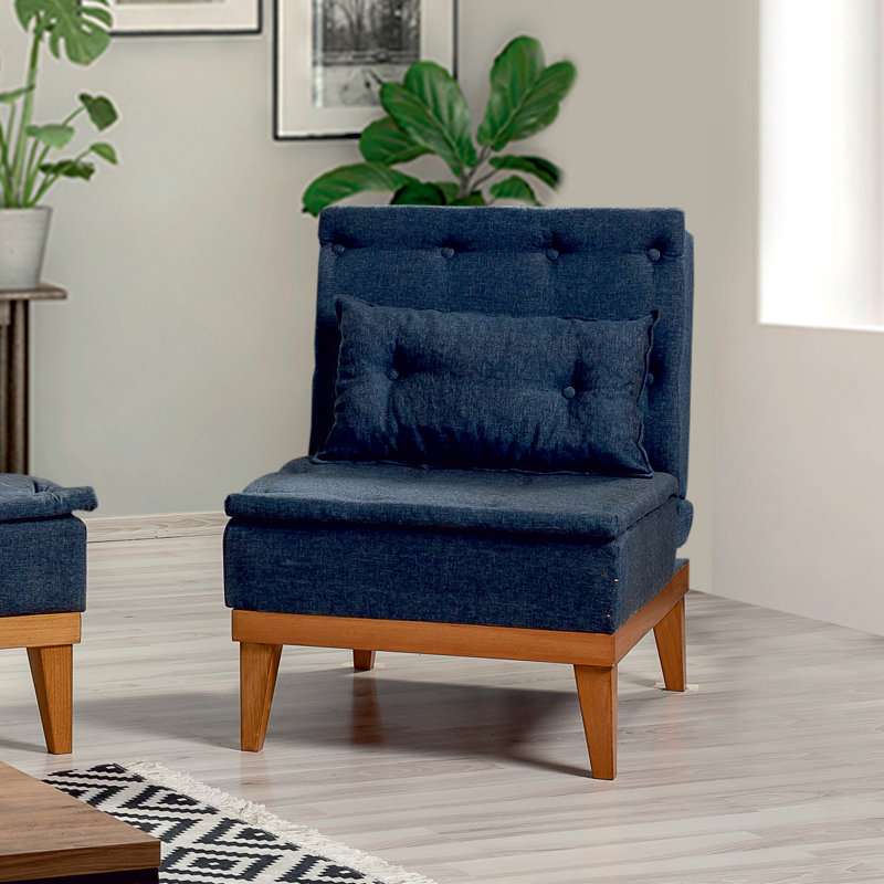 Fauteuil demi-tonneau l 23,62 po Cabrera, Bleu foncé