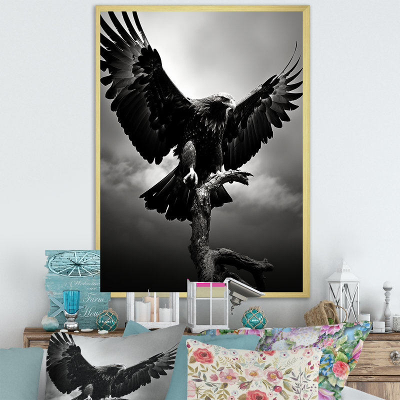 «Powerful Bold Eagle» - Imprimé, H 20 po x l 12 po x P 1 po, Cadre doré simple
