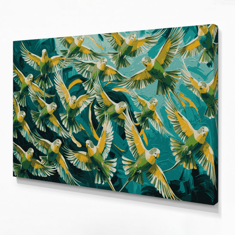 «Birds» perron à chevrons, art mural sur toile, H 20 po x l 24 po