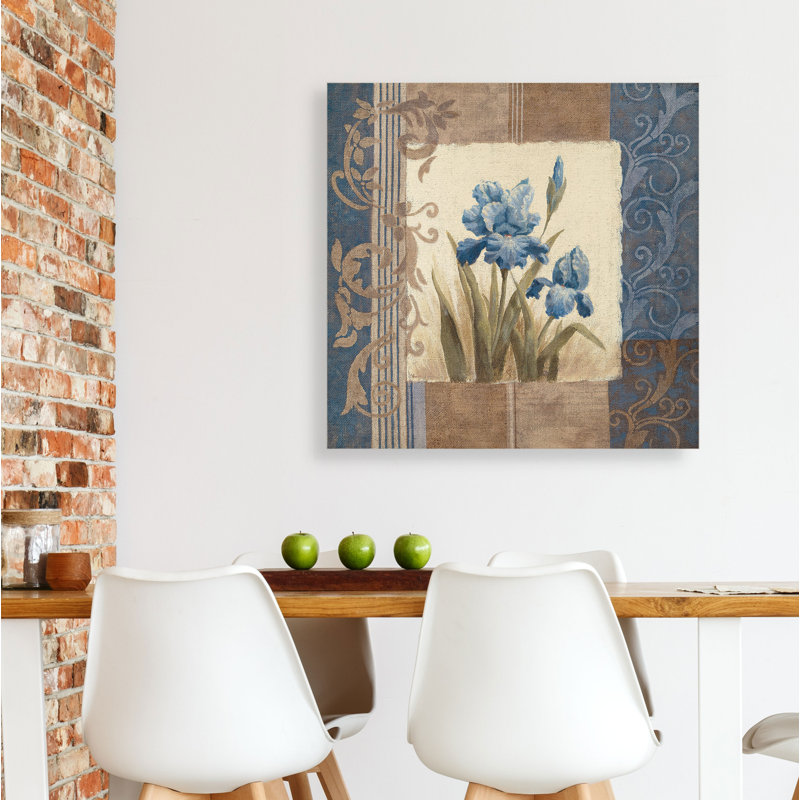 « blue iris scroll », peinture sur toile tendue, H 24 po x l 24 po x P 1,5 po