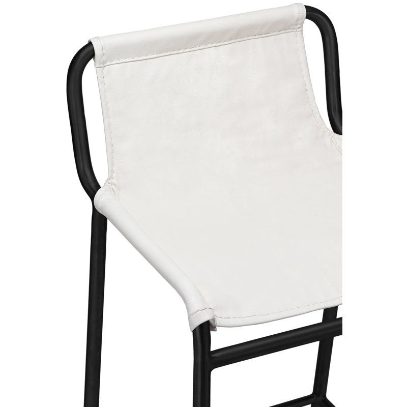 Tabouret de comptoir Dax, Cuir crème végétalien