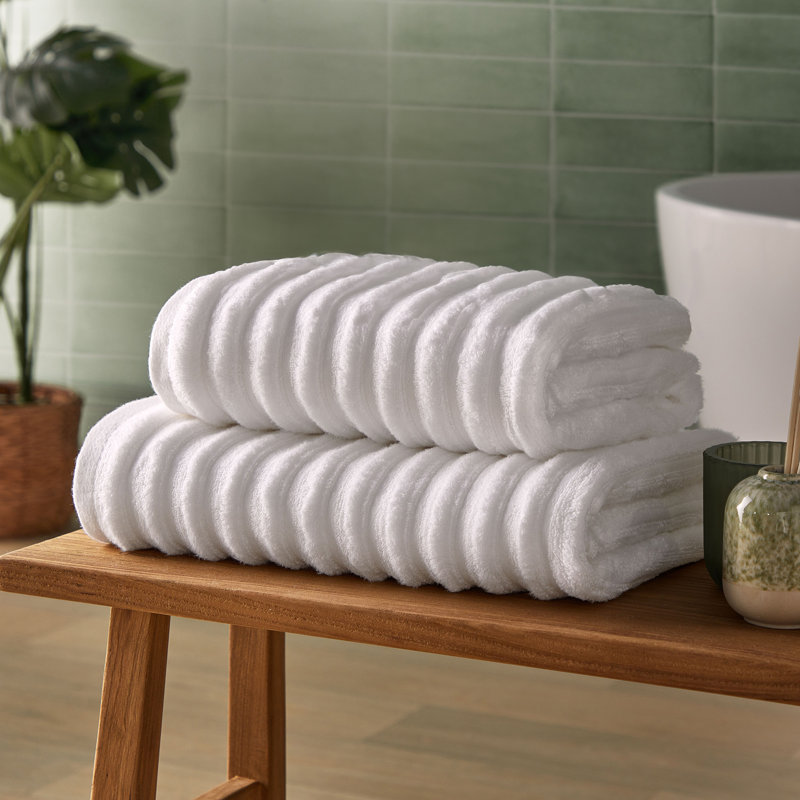 Silentnight Ribbed Cotton Bath Sheet Towel, Grey, Bath Sheet - 1 Piece