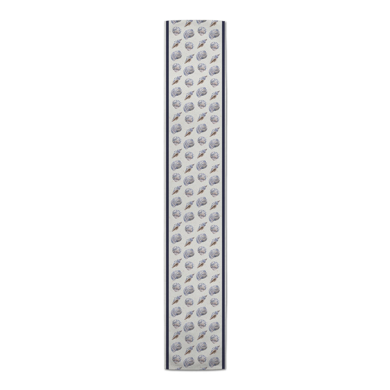 Navy Blue Sea Shells 16 x 90 Poly Twill Table Runner, 90