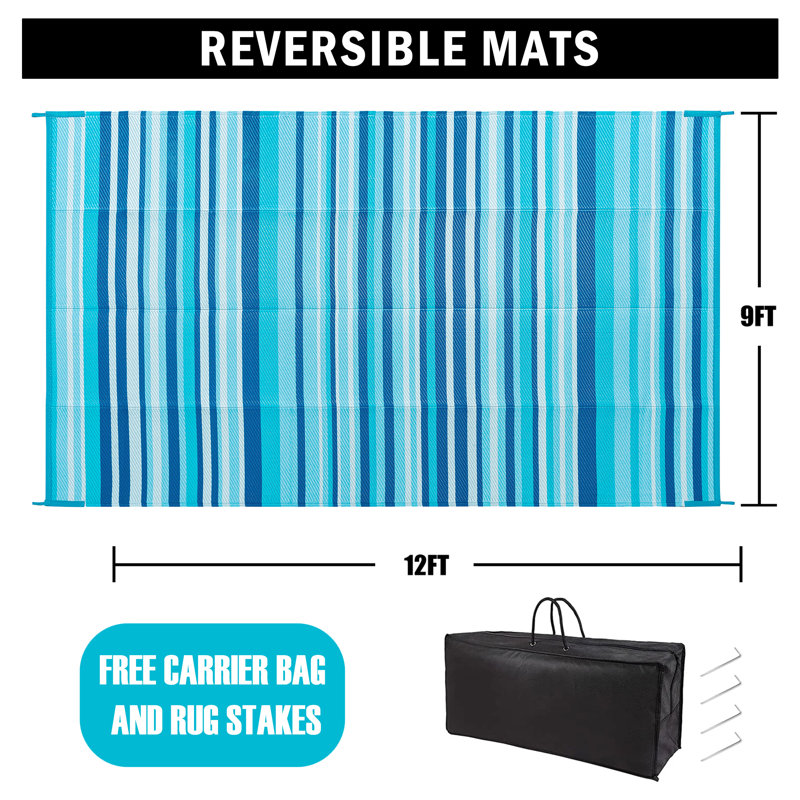Tapis d'extérieur réversible imperméable Ellie, Rectangle 9 pi x 12 pi