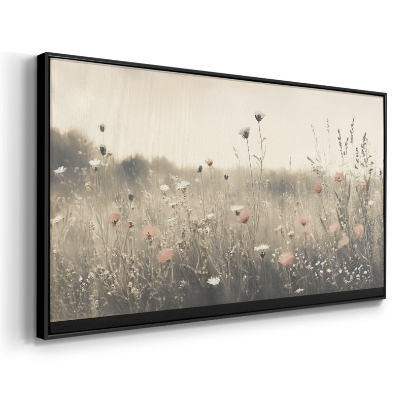 Botanical Series-CCXI- Toile tendue avec châssis tendue, prête à être accrochée, H 25 po x l 49 po, Noir