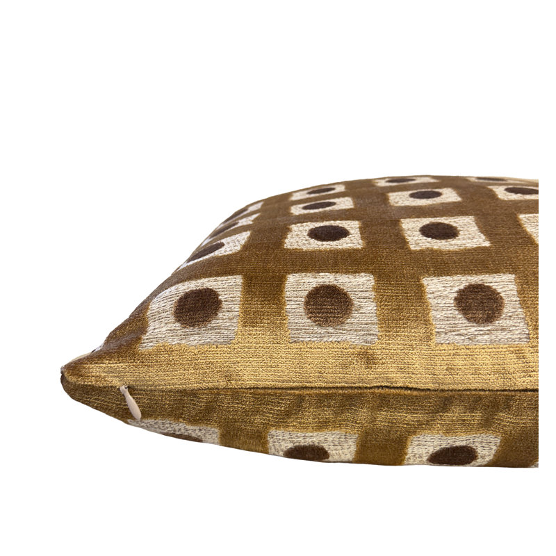 Housse de coussin en velours Domino, H 20 po x l 20 po, Géométrique or