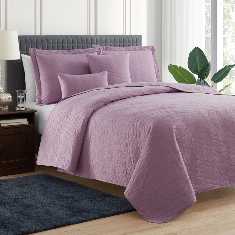 Ensemble de courtepointe réversible en microfibre Ellipse Wave, Lavande, Courtepointe grand + 4 taies décoratives