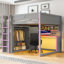 Lit mezzanine avec garde-robe intégré, port USB, bureau, tablettes de rangement et lumières DEL sous le bureau-418936617