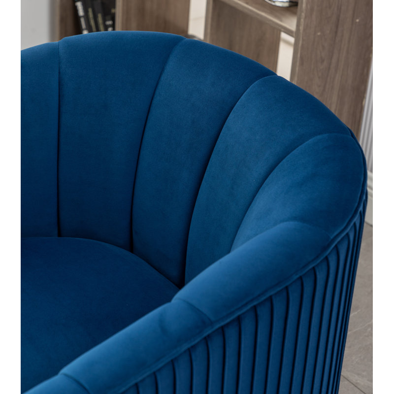 Mariantonietta Velvet Barrel Chair, Blue Velvet
