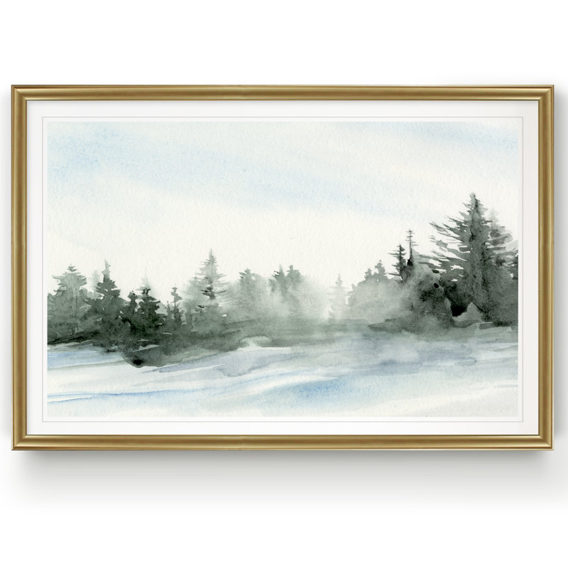 «Evergreen In The Distance I», reproduction d'art sur toile, H 18,5 po x l 24,5 po x P 1,5 po, Cadre doré
