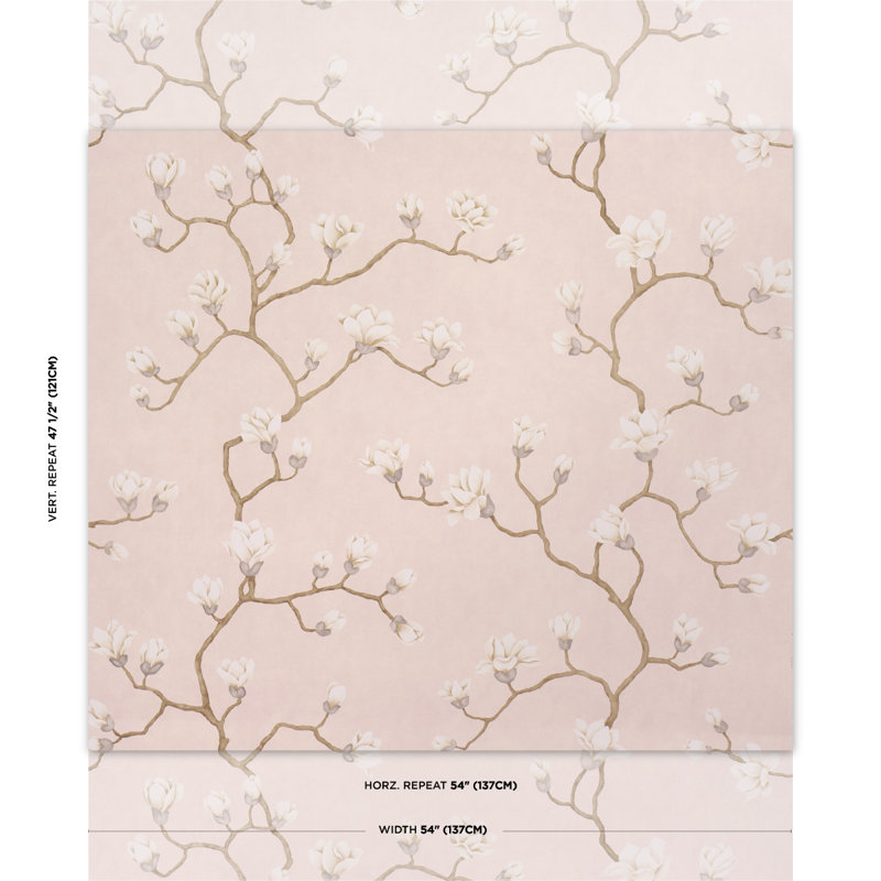 Papier peint arbre Magnolia, Rosé vieilli