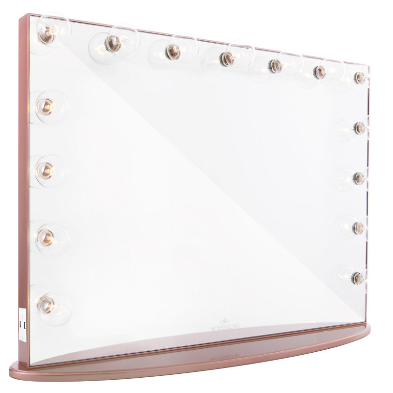 Miroir de maquillage mural lumineux pour table Hollywood Glow Pro, Or rose