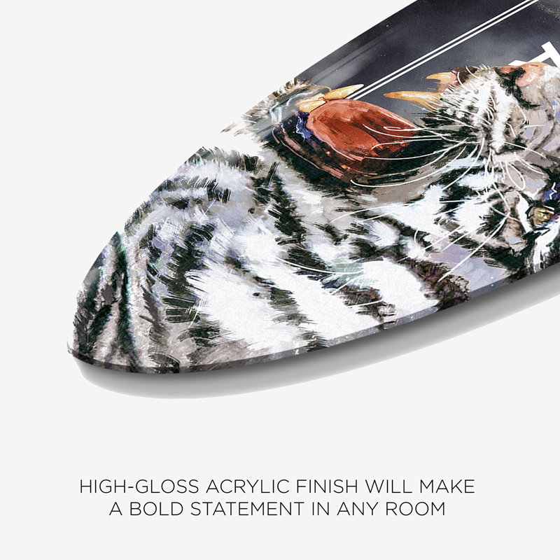 Tiger Effect Decorative Decorative Acrylic Surfboard by Oliver Gal