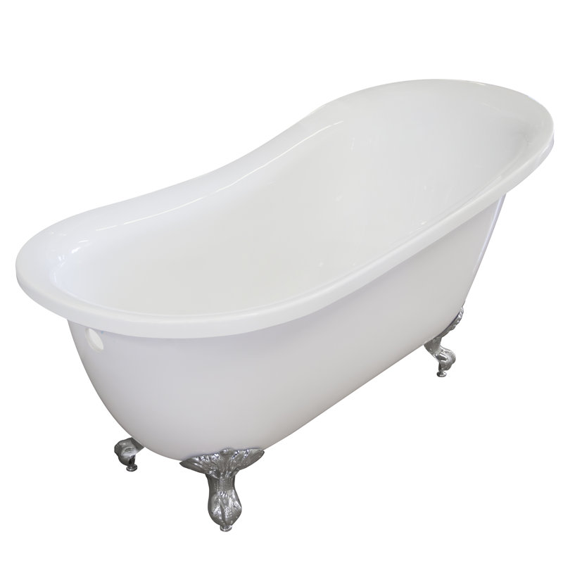 55.25'' x Freestanding Soaking Acrylic Bathtub, Chrome