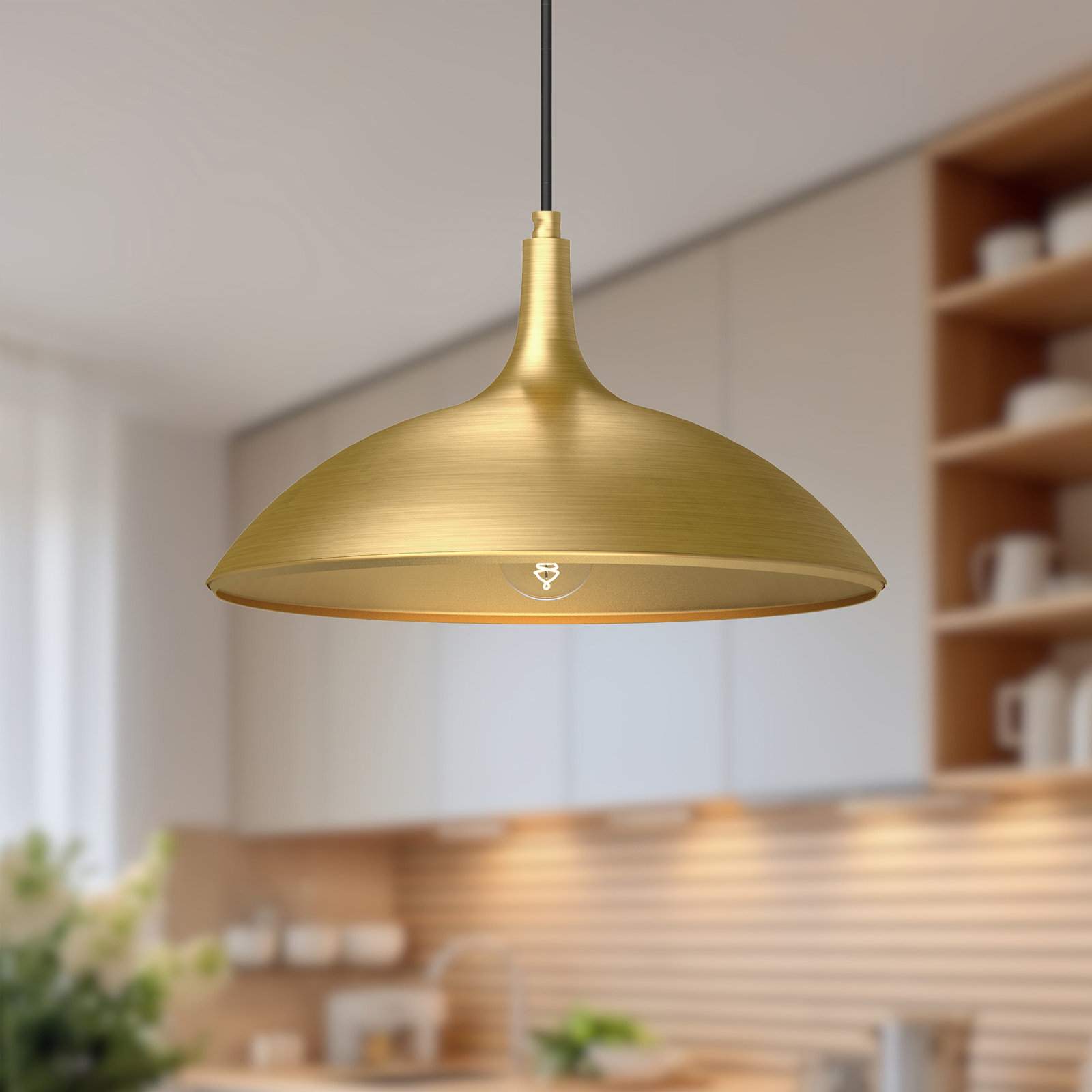 Tabitha Single Light Metal Dimmable Pendant, Brushed Gold