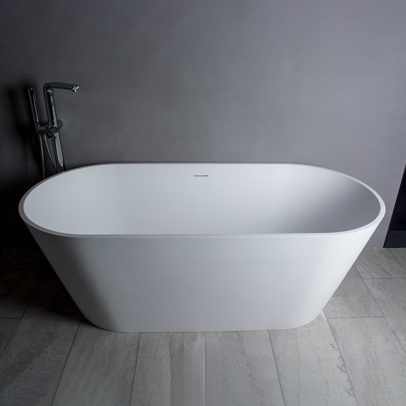 59'' x 30'' Freestanding Soaking Solid Surface Bathtub, Matte