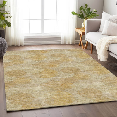 Premium Machine Washable Prisco Gold Rug
