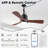 Vaczon 42" Smart IP54 Waterproof Plug-in Propeller Ceiling Fan with Dimmable 3CCT LED Lights 6-Speed Reversible DC Motor Timer Remote and APP Control