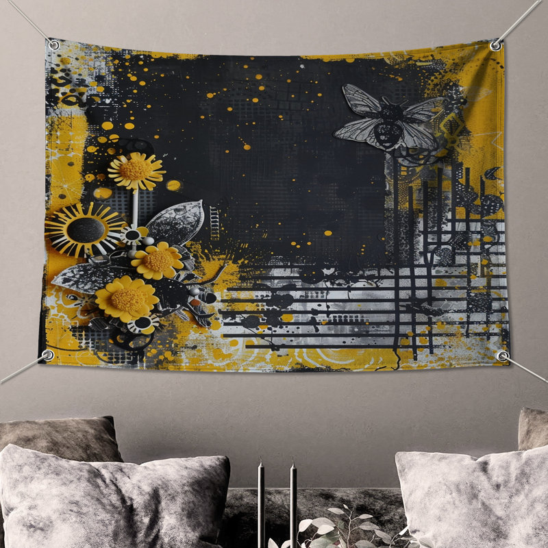Tapisserie murale insectes - art mural, H 51 po x l 60 po avec 4 œillets