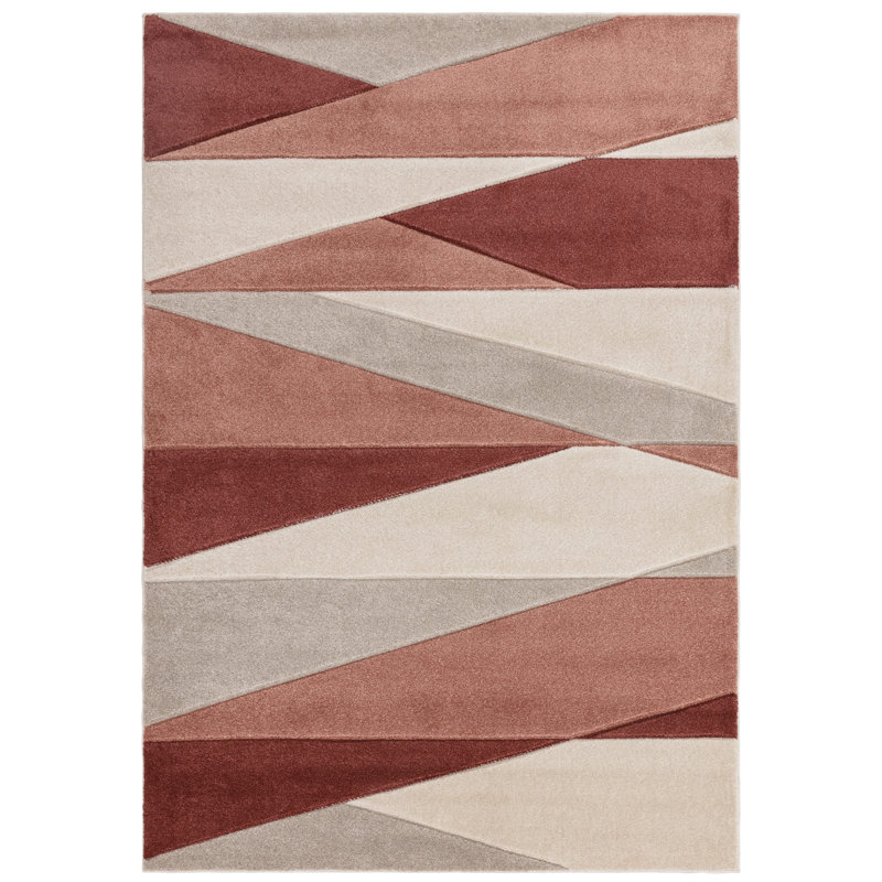 Ceion Segment Orange/Beige Area Rug, Rectangle 200 x 290cm