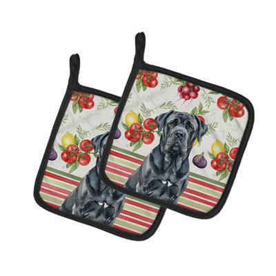 Paire de porte-casseroles en forme de mastiff napolitain noir
