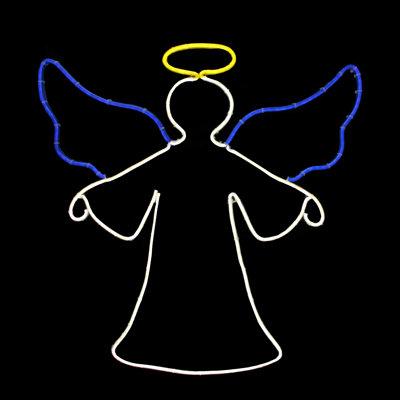20" Neon Style Led Lighted Angel Christmas Window Silhouette Decoration