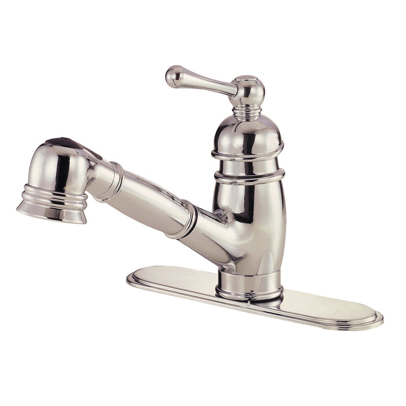 Opulence 1H Pull Out Single Handle Kitchen Faucet with Side Spray, Stainless Steel