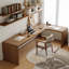 Bureau rectangulaire en bois massif brun clair-719353689-719353692