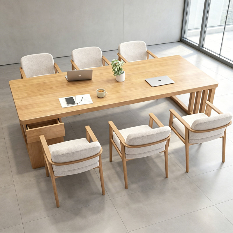 Solid Wood Rectangular Pine Conference Tables, 29.5" H x 86.6" L x 35.4" W