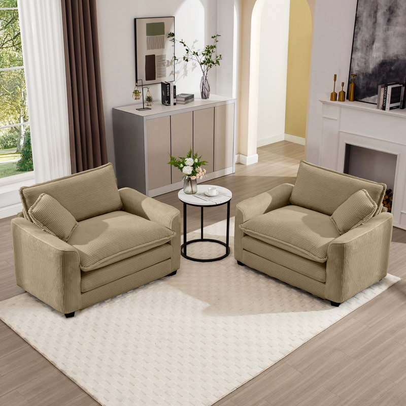 Ensemble de canapé chaleureux et confortable avec coussins et coussins moelleux, tissu en velours côtelé