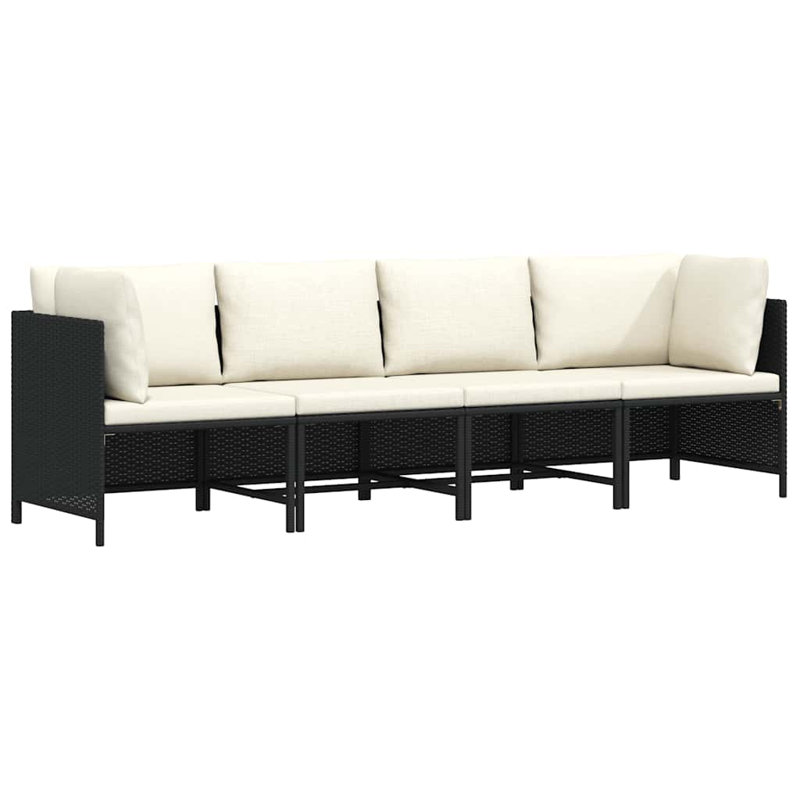 Rathulf Patio Sofa with Cushions, Cream, Black