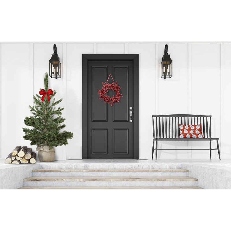 Dancing Snowmen Indoor/Outdoor Pillow, 14" H x 20" W, Orange